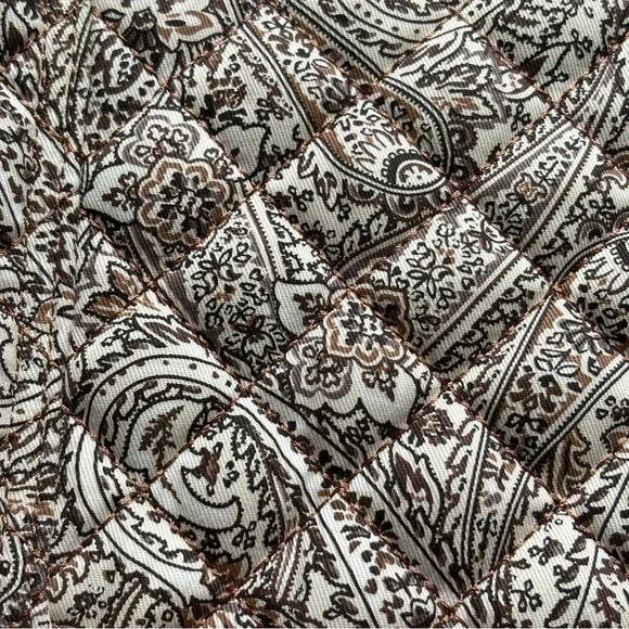 Lands’ End Quilted Paisley Crossbody Shoulder Bag Tan Brown Preloved - Picture 4 of 9